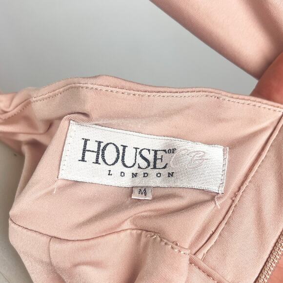 House of CB | Sidra Silky Jersey Draped Halter Dress Blush - Picture 6 of 6